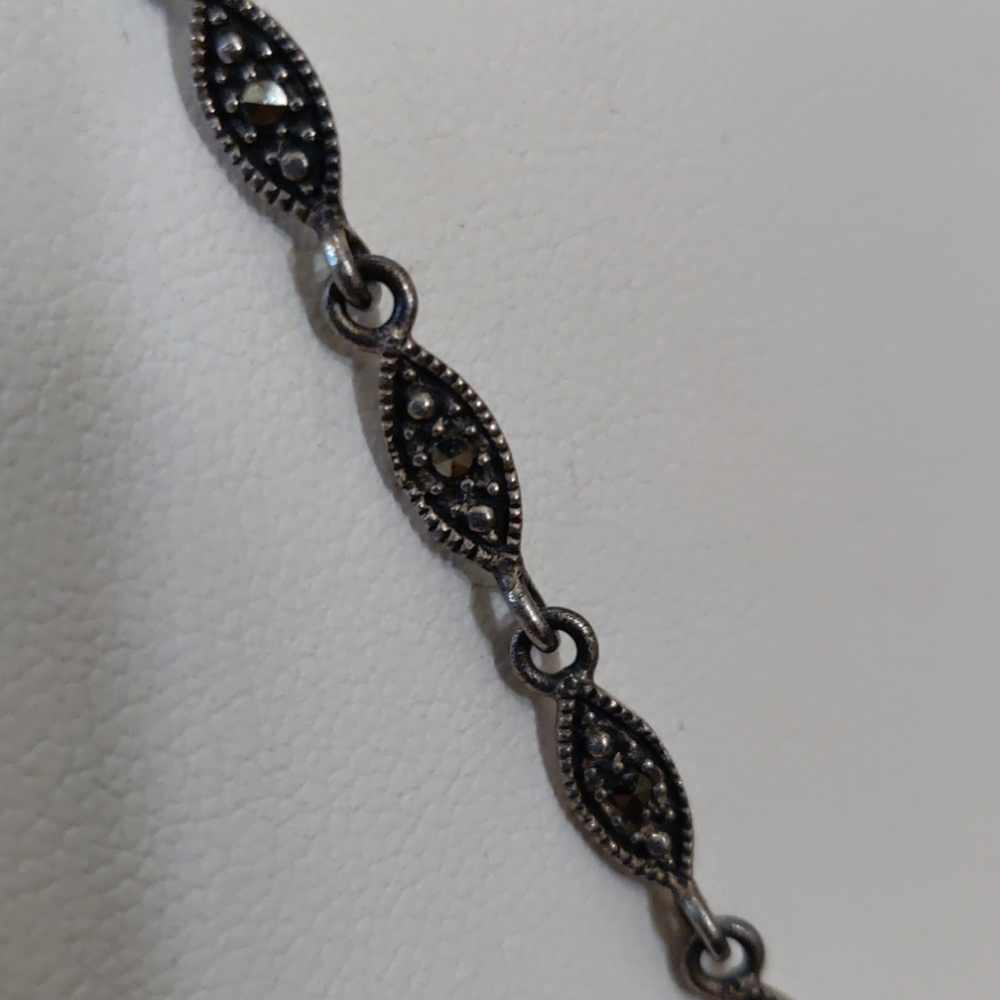 925 silver & marcasite necklace w/ 1"focal (#46) - Picture 4 of 5